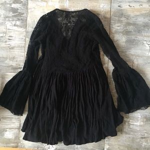 lace mini w. bell sleeves &cotton loose slip